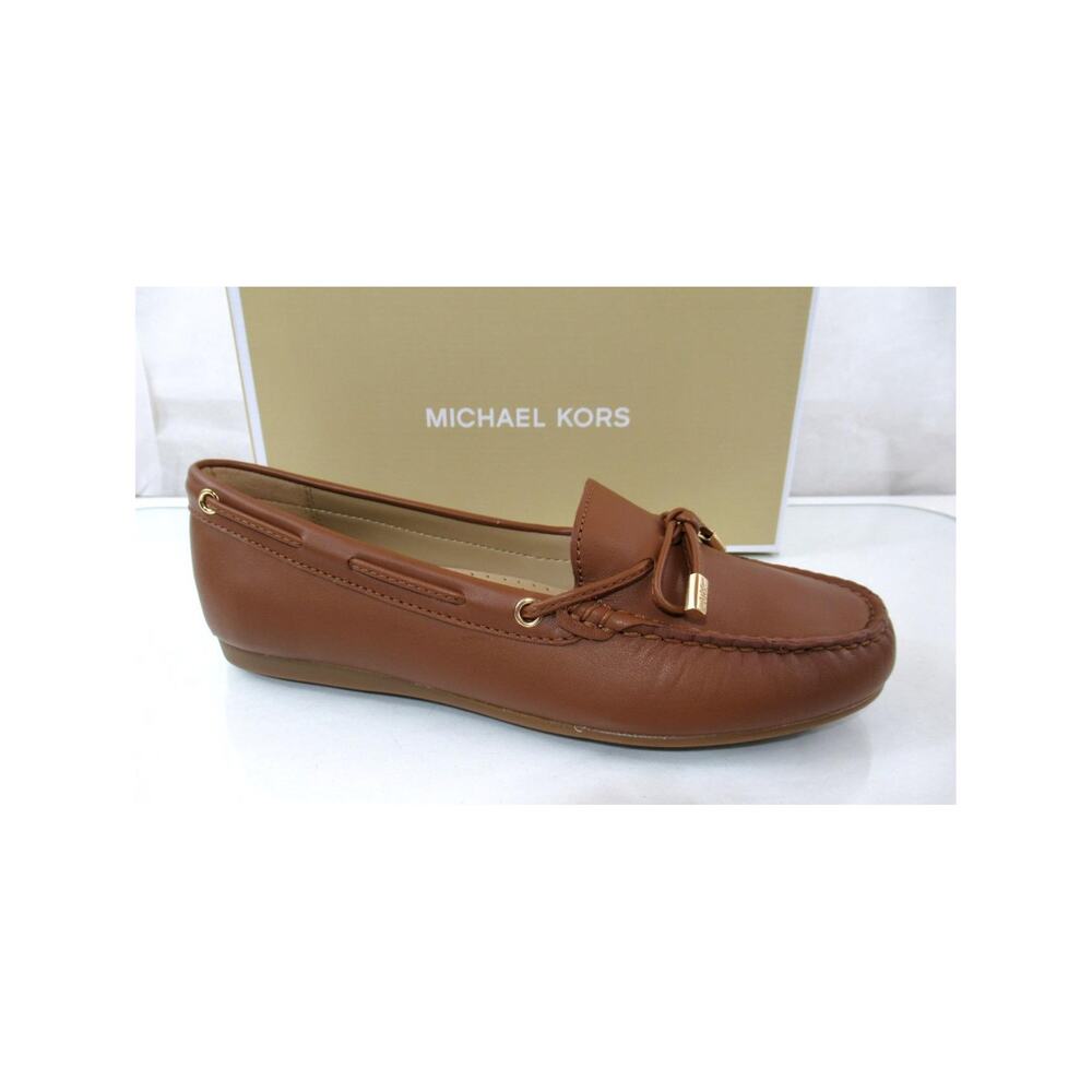 Michael Kors Sutton Moccasin Driver Flat Shoes MK Signature Luggage